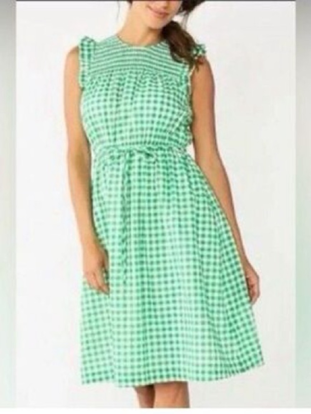 Draper James Green Gingham Sleeveless Dress